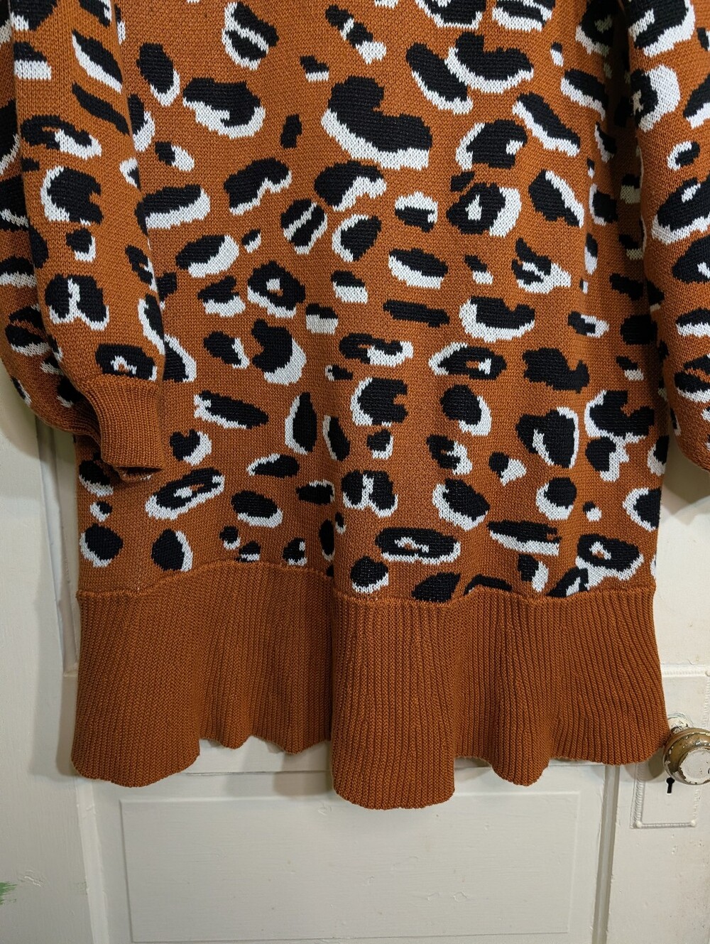 Eloquii Plus Size 22/24 Rust Leopard Mock Neck Tunic Sweater - Picture 5 of 9